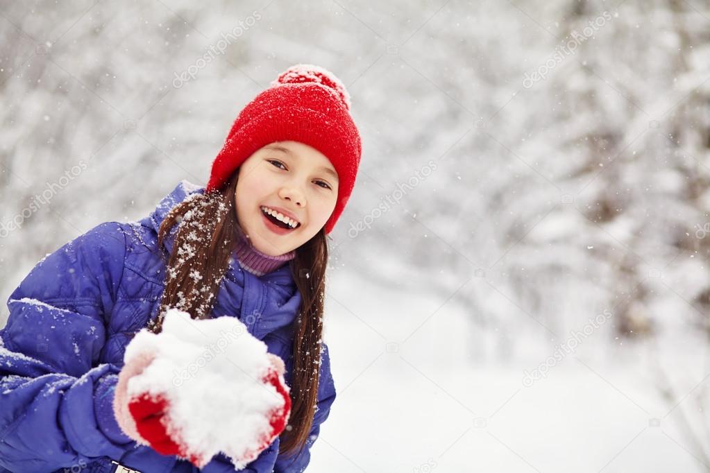 girl in the winter. child outdoors