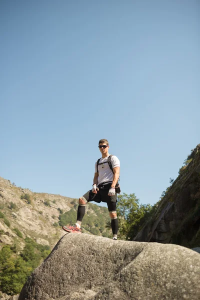 Ultra trail runner portrait in nature — Stock Photo, Image