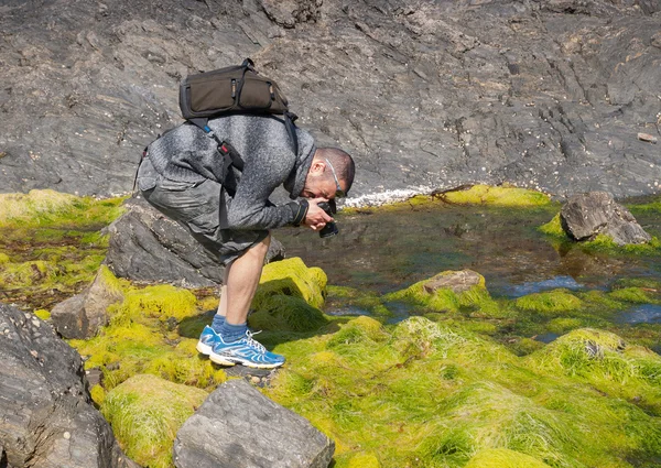 摄影师拍摄藻类的男人 — 图库照片
