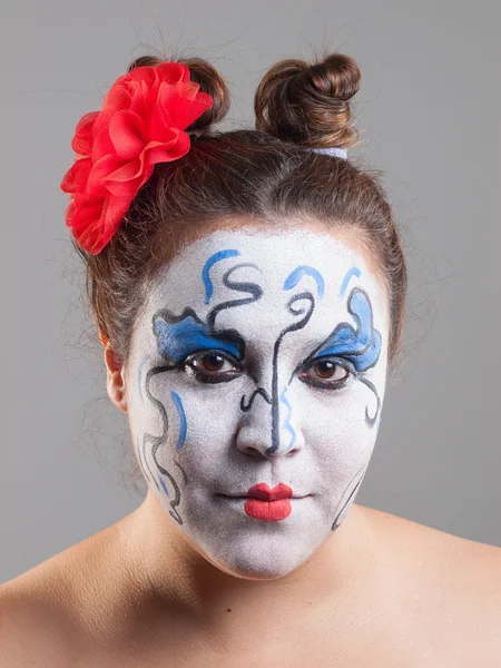 Vrouw met circus make-up. — Stockfoto