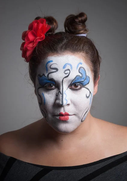 Vrouw met circus make-up. — Stockfoto