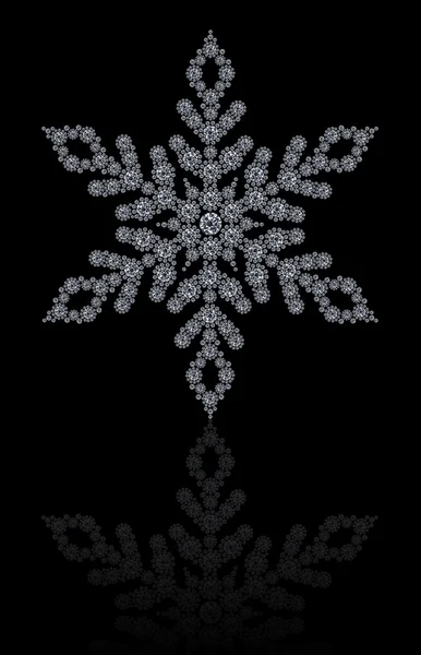 Diamonds Snowflake on black background — Stock Photo, Image