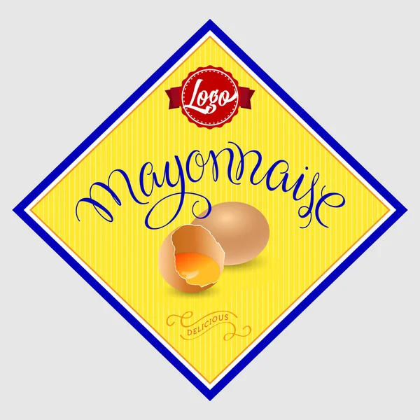 Mayonnaise-Etikett mit Eiern — Stockvektor