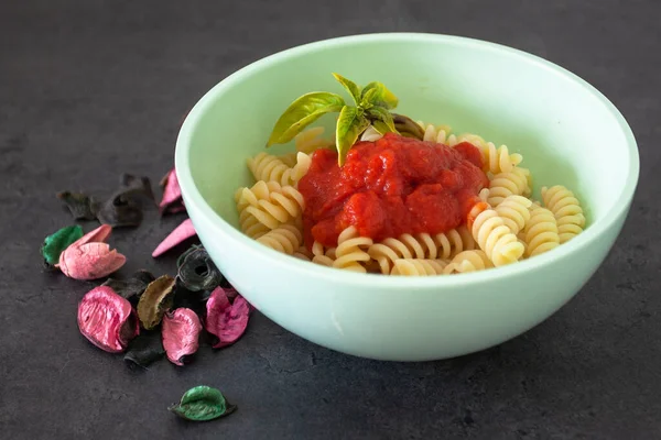 Mediterraans Dieet Pasta Met Tomaat Italiaans Recept — Stockfoto