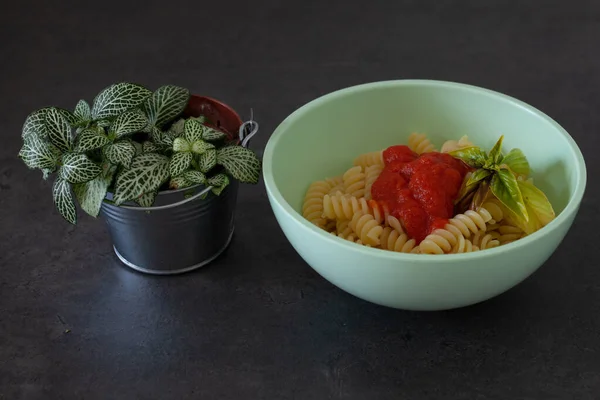 Medelhavsdiet Pasta Med Tomat Italiensk Recept — Stockfoto