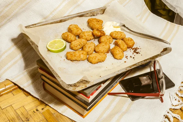 Scampi-Schwänze im Teig — Stockfoto