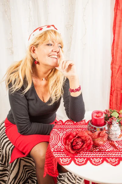 Frau mit Hut Weihnachten. — Stockfoto