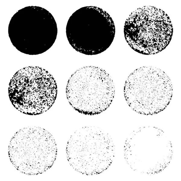 一套在白色背景上分离出来的圆形海绵纹 9个值的油墨 海绵色的邮票 第10部分病媒 — 图库矢量图片