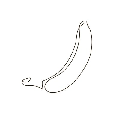 Muz bir çizgi sanat. Tropikal meyve, muz ve soyulan bitmeyen çizgiler..