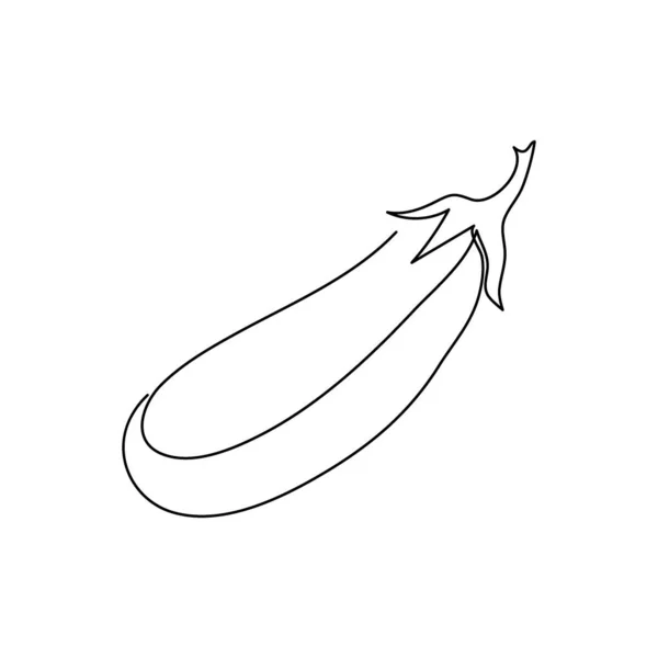 Eggplant doorlopende lijntekening. Een lijn kunst van aubergine, brinjal, groente. — Stockvector