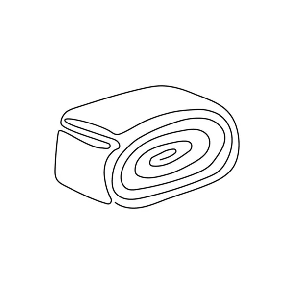 Poppy seed roll one line art. Disegno continuo di crostata, torta, torta. — Vettoriale Stock