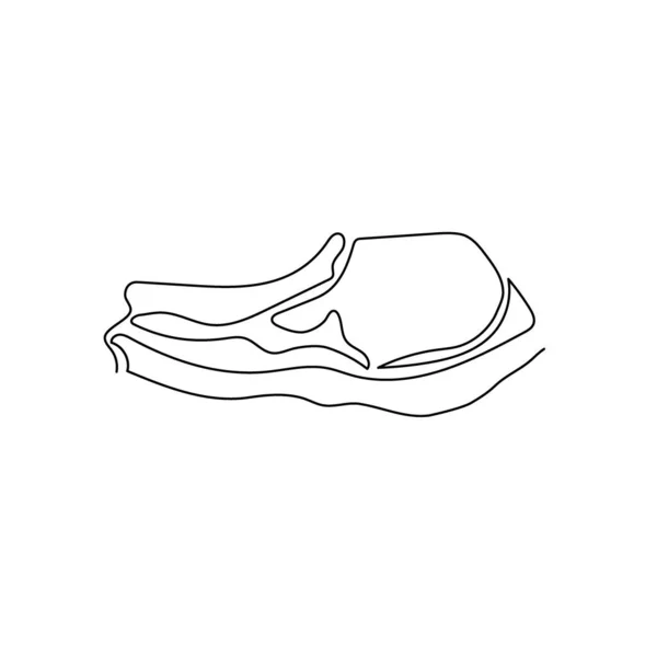 Rå kött kontinuerlig linje ritning. En rad konst av biff, fläsk, nötkött, kött på benet. — Stock vektor