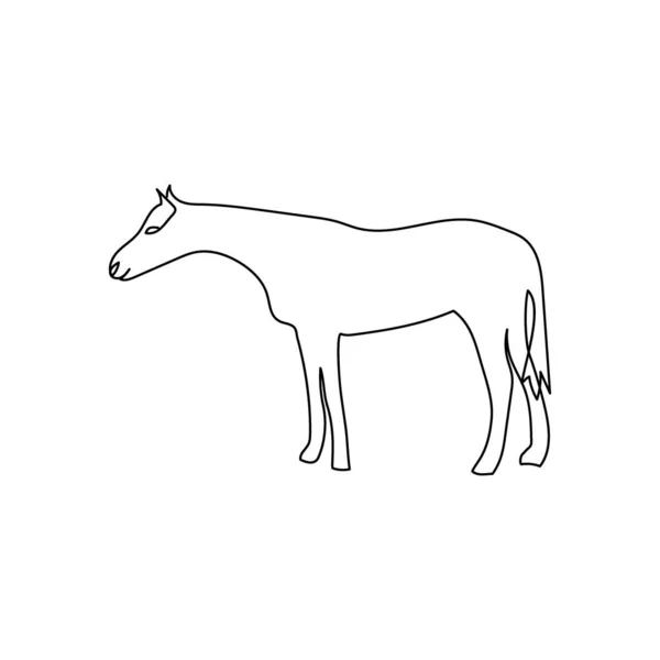 Cavalo uma linha de arte. Desenho de linha contínua de animal doméstico. — Vetor de Stock