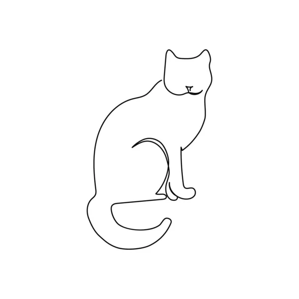 Cat una línea de arte. Dibujo continuo de línea de gato sentado, animal doméstico. — Vector de stock