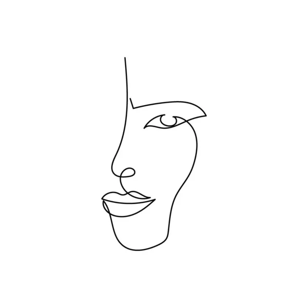 Caractéristiques faciales dessin en ligne continue. One line art of womans visage, féminité, abstraction. — Image vectorielle