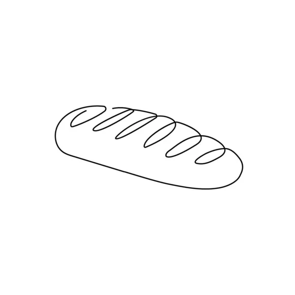 Bochenek chleba jedna linia sztuki. Ciągły rysunek linii białego chleba. — Wektor stockowy
