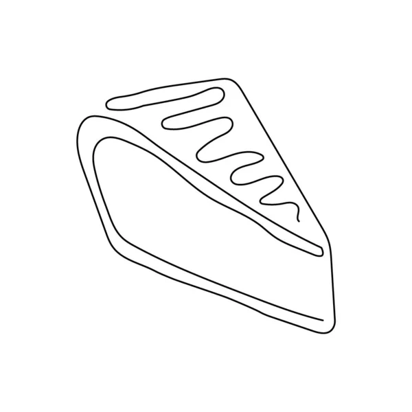 Cheesecake one line art. Disegno di linea continuo di crostata, torta. — Vettoriale Stock