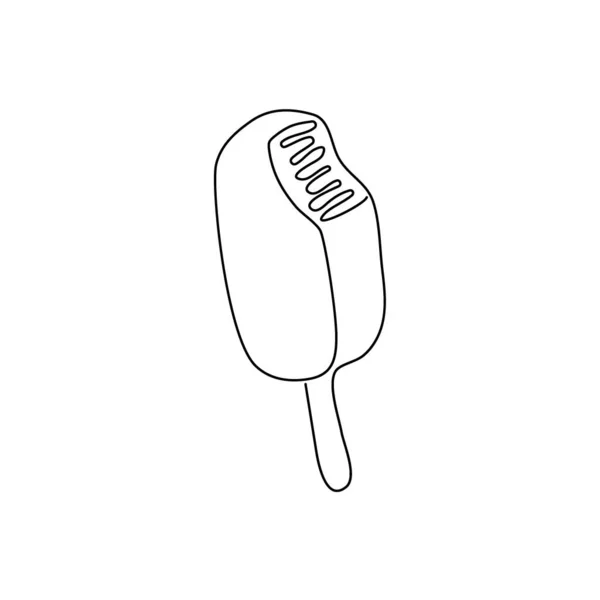 Gelato con un disegno di linea continuo di marmellata. Una linea d'arte di latticini, latticini, ghiaccioli, eschimesi, ghiaccioli, ghiaccioli. — Vettoriale Stock