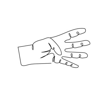 Dört parmak bir çizgi sanatı işaret eder. Sürekli hareket, el ve iletişim çizgileri..