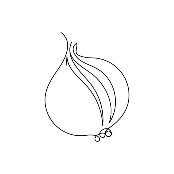 Desenho de linha contínua cebola. Uma linha de arte de Savannah Sweet Onion, vegetal. — Vetor de Stock