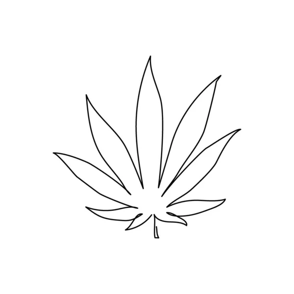 Cannabis leaf continuous line drawing. One line art of leaves, herb, plants, drug. — Stock Vector