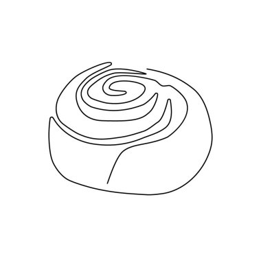 Cinnabon çöreği bir çizgi sanat eseri. Sürekli haşhaş tohumu, kek, tereyağı çizimi..