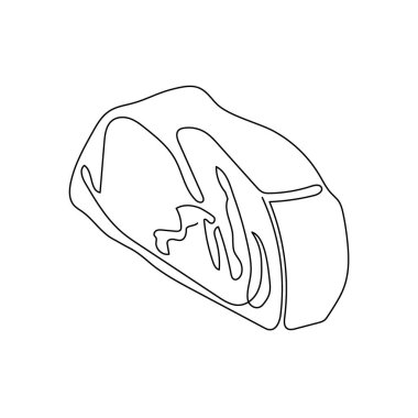 Et ürünü kesintisiz çizgi çizimi. Bir sıra dana eti, domuz eti, sığır eti, çiğ et.