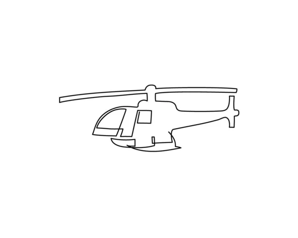 Helicopter continuous line drawing. One line art of aircraft, copter. — Stock Vector