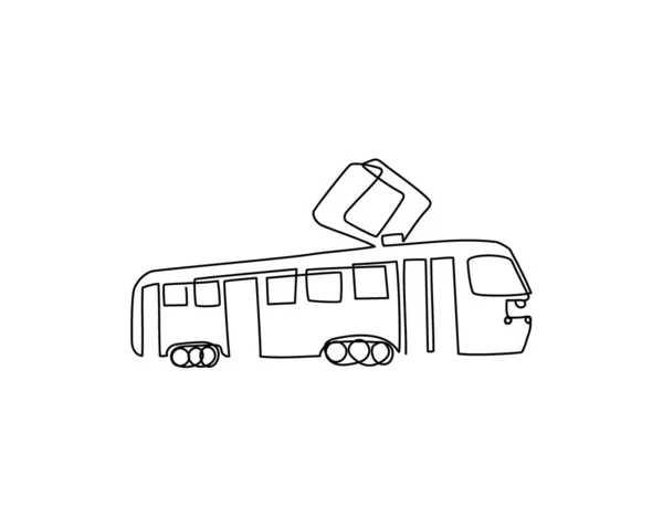 Tramway dessin en ligne continue. Un art de ligne de tramway, tramway. — Image vectorielle