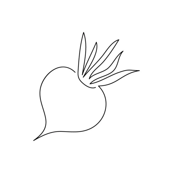 甜菜连续画线.根、植物、蔬菜一条线艺术. — 图库矢量图片