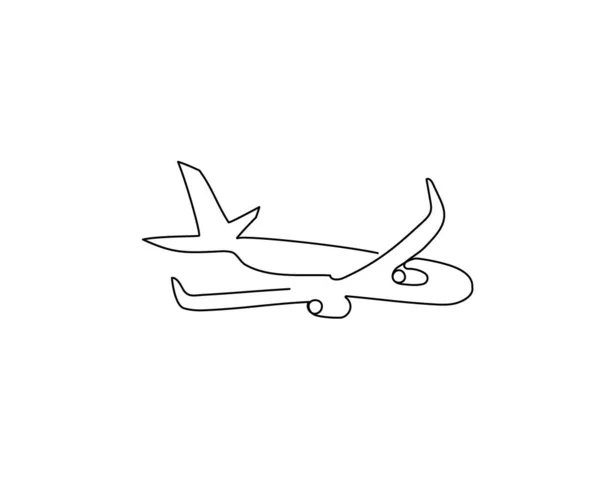 Aircraft continuous line drawing. One line art of flight, jet, airplane. — Stock Vector