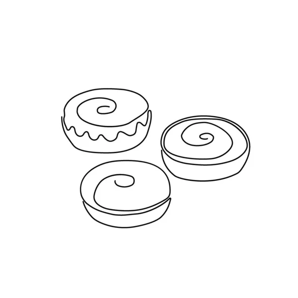 Donut una línea de arte. Dibujo continuo en línea de bollo, torta, magdalena. — Archivo Imágenes Vectoriales