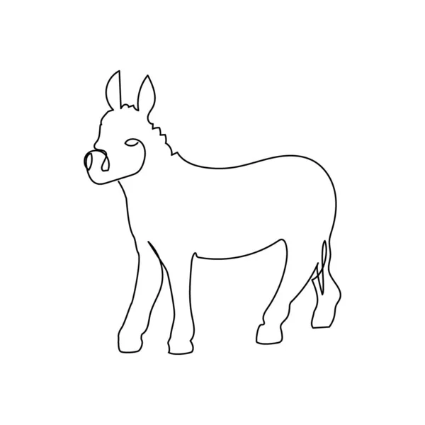 Burro, una línea de arte burro. Dibujo continuo de línea de animales domésticos. — Vector de stock