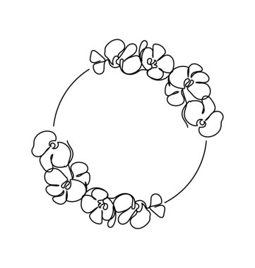 Tek satırlık orkideli sahne. Orkide çiçekleri ve süslemelerle sürekli daire çizmek..