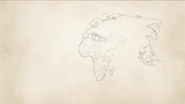  Glob harita kalem çizim - yeşil arka plan
