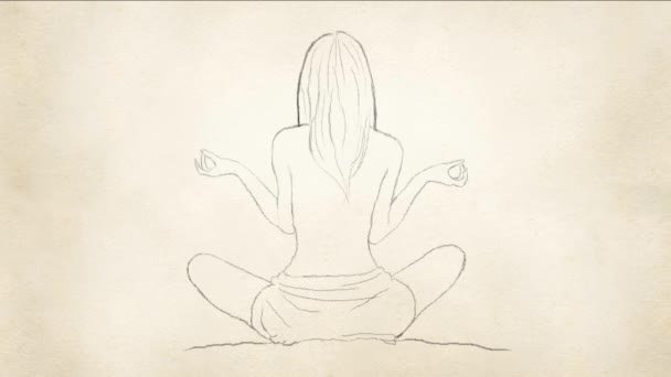 Dibujo Lápiz Yoga Introducción Vídeo — Vídeo de stock