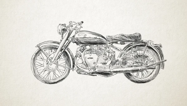 Altes Motorrad -Bleistiftzeichnung — Stockfoto