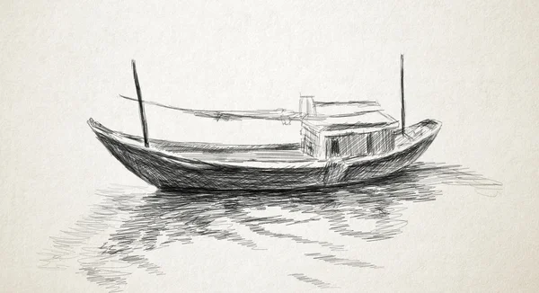 Arte lápiz barco — Foto de Stock