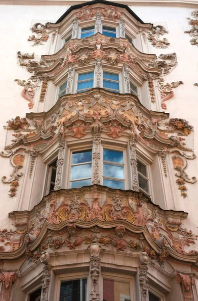 Multistory Oriel Baroque Stucco Helblinghaus 1725 Herzog Friedrich Strasse Innsbruck — 스톡 사진