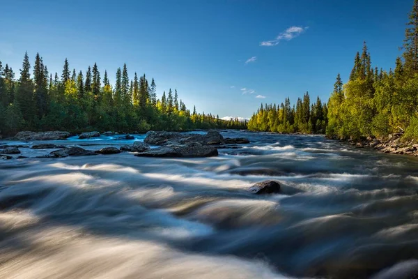 Rapids Gamajhk Rzeki Kvikkjokk Laponia Norrbotten Laponia Szwecja Europa — Zdjęcie stockowe