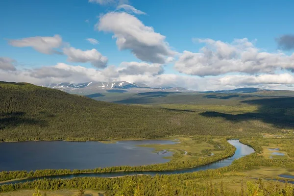 Utsikt Över Älv Och Fjäll Tillhörande Tarratno Sarek Nationalparker Kvikkjokk — Stockfoto