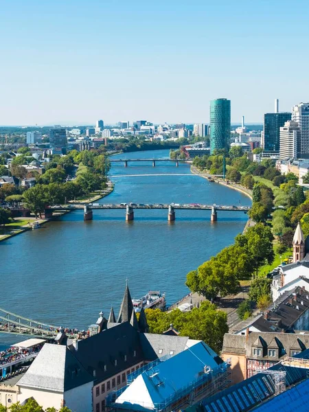 Vista Sobre Río Main Ciudad Fráncfort Del Meno Hesse Alemania —  Fotos de Stock