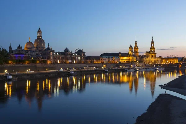 Paisaje Urbano Con Río Elba Catedral Dresde Dresde Sajonia Alemania — Foto de Stock