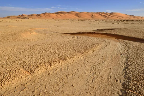 Sanddunes Claypan Playa Southern Oued Tehak Tadrart Εθνικό Πάρκο Tassili — Φωτογραφία Αρχείου