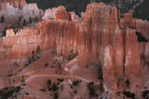View Coloured Rock Formations Fairy Chimneys Morning Light Bryce Canyon — Stock Photo, Image