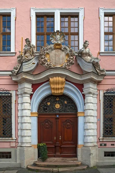 Portal Barroco Entrada Antigua Bolsa Valores 1706 Esculturas Justicia Diosa — Foto de Stock