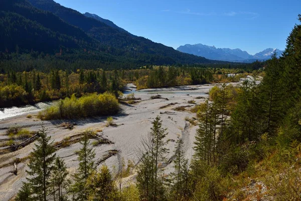 Isar River Valley Karwendel Nature Reserve Bavaria Germany Europe — Stock Photo, Image