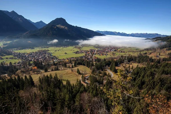 Vue Sur Vallée Ostrach Bad Oberdorf Gauche Imberger Horn Milieu — Photo