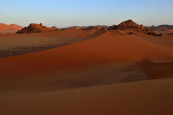 Avondschemering Zandduinen Van Tin Merzouga Tadrart Tassili Ajjer National Park — Stockfoto