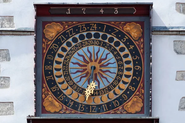 Orologio Lunare Xvi Secolo Vecchia Torre Del Municipio Grlitz Alta — Foto Stock